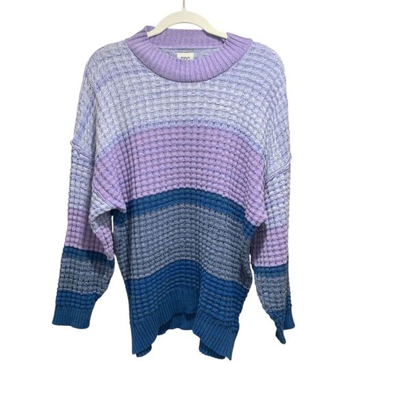 BDG Womens Oversized Chunky Purple Colorblock Boho Sweater XS Fisherman Fall - Picture 1 of 7